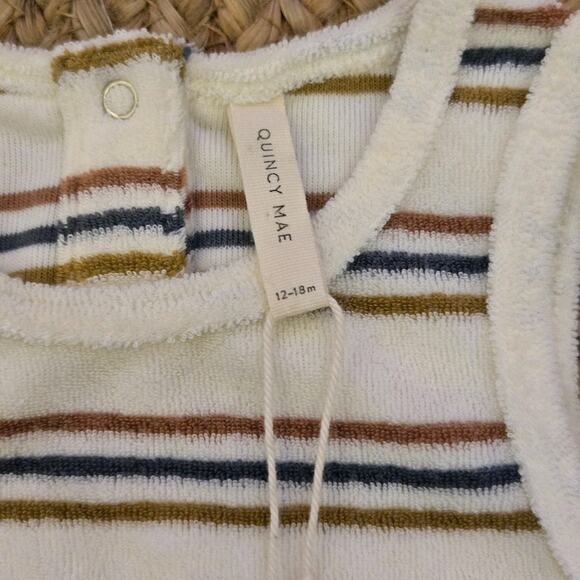 QUINCY MAE Terry Tank in Retro Stripe‎ 12-18Months NEW WITH TAGS Beach Summer - Picture 3 of 3
